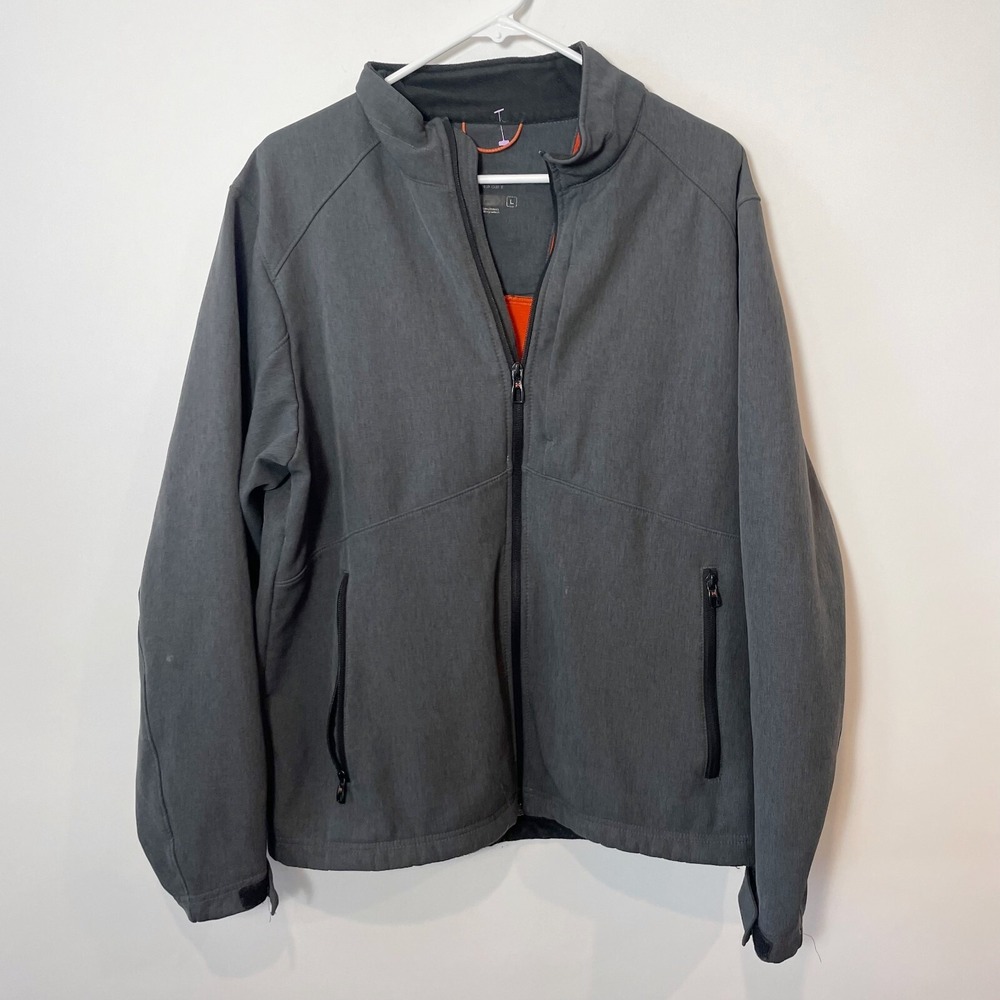 Hawke‎ & Co Sport Mens Performance Full Zip Jacket Gray L Zipped Pockets Fleece